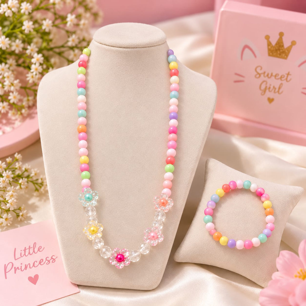 Pastel Flower Kids Mala Set
