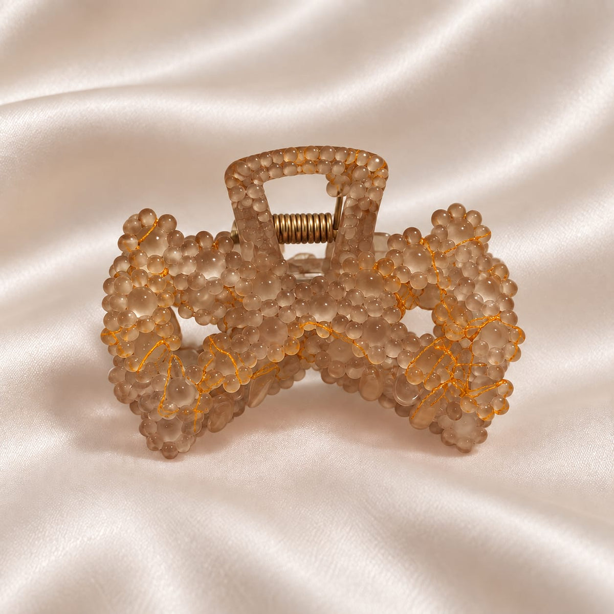 Beaded Bow Hair Claw Clip