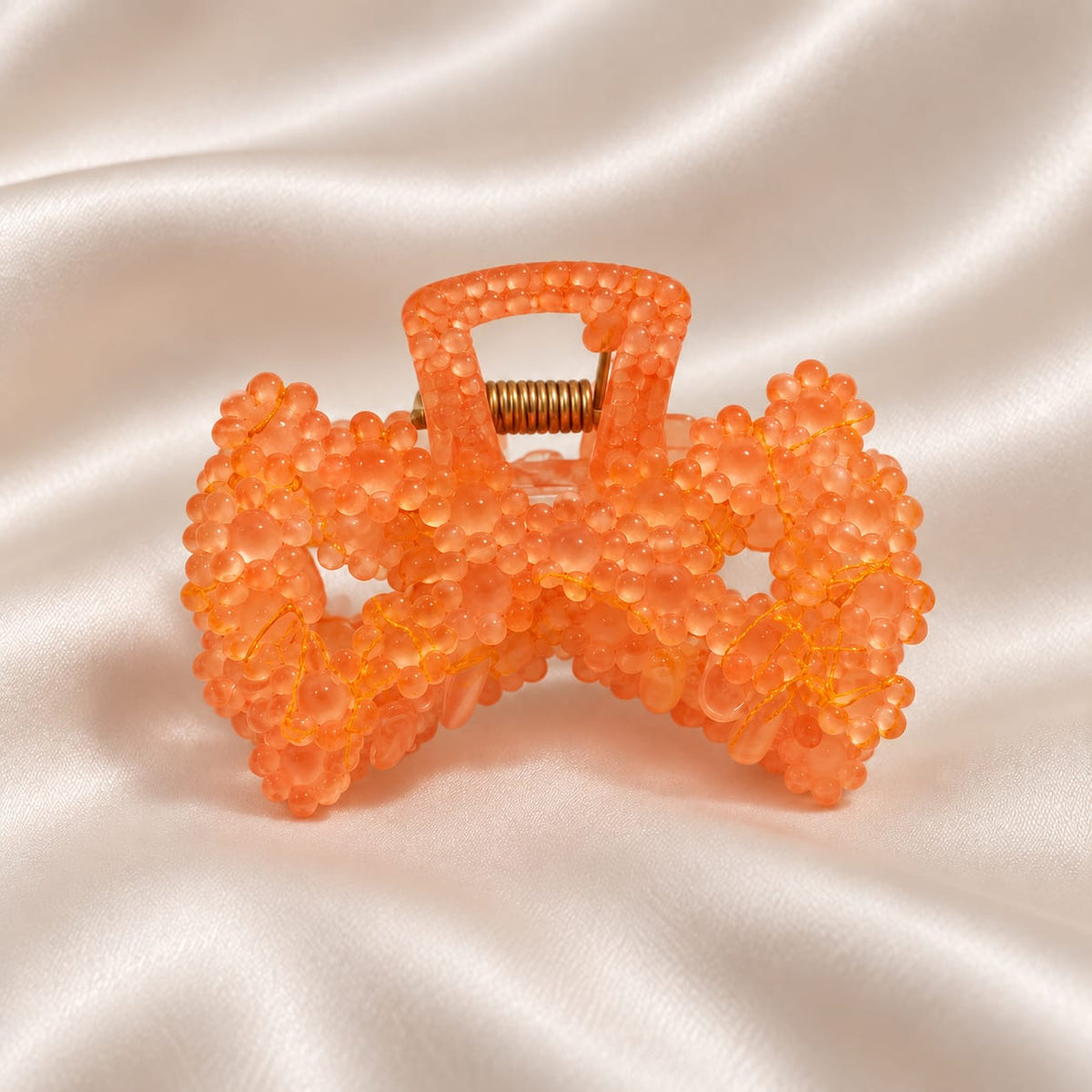 Beaded Bow Hair Claw Clip