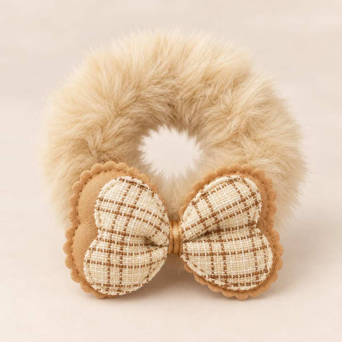 Faux Fur Bow Ponytail Holder