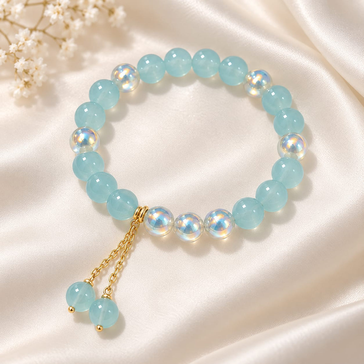 Aurora Glow Beaded Charm Bracelet