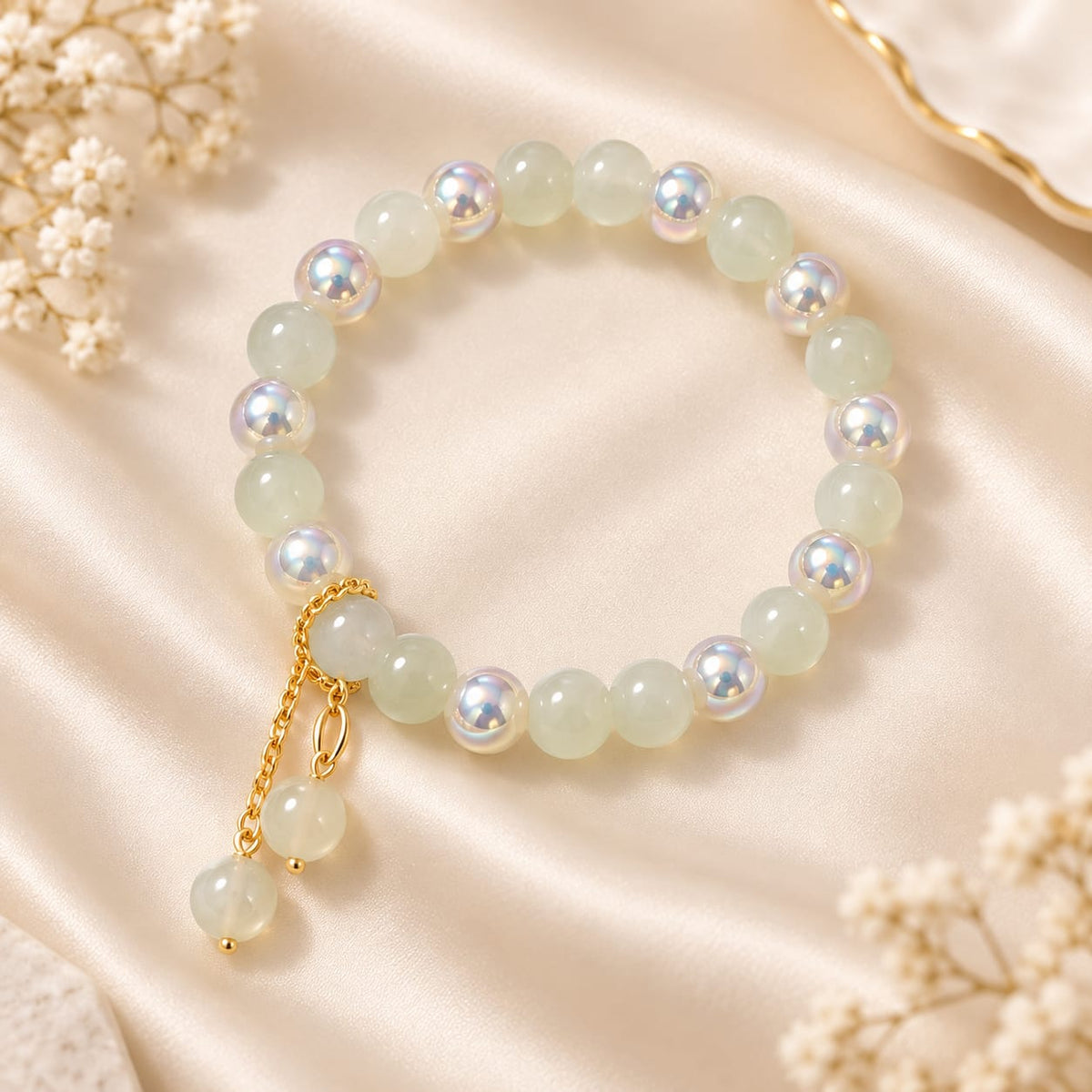 Aurora Glow Beaded Charm Bracelet