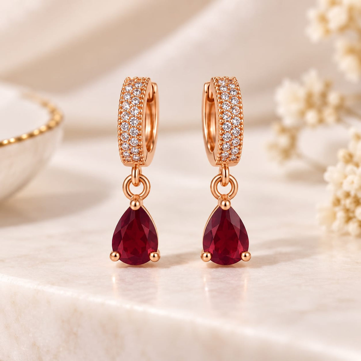 Rose Gold Crystal Teardrop Earrings