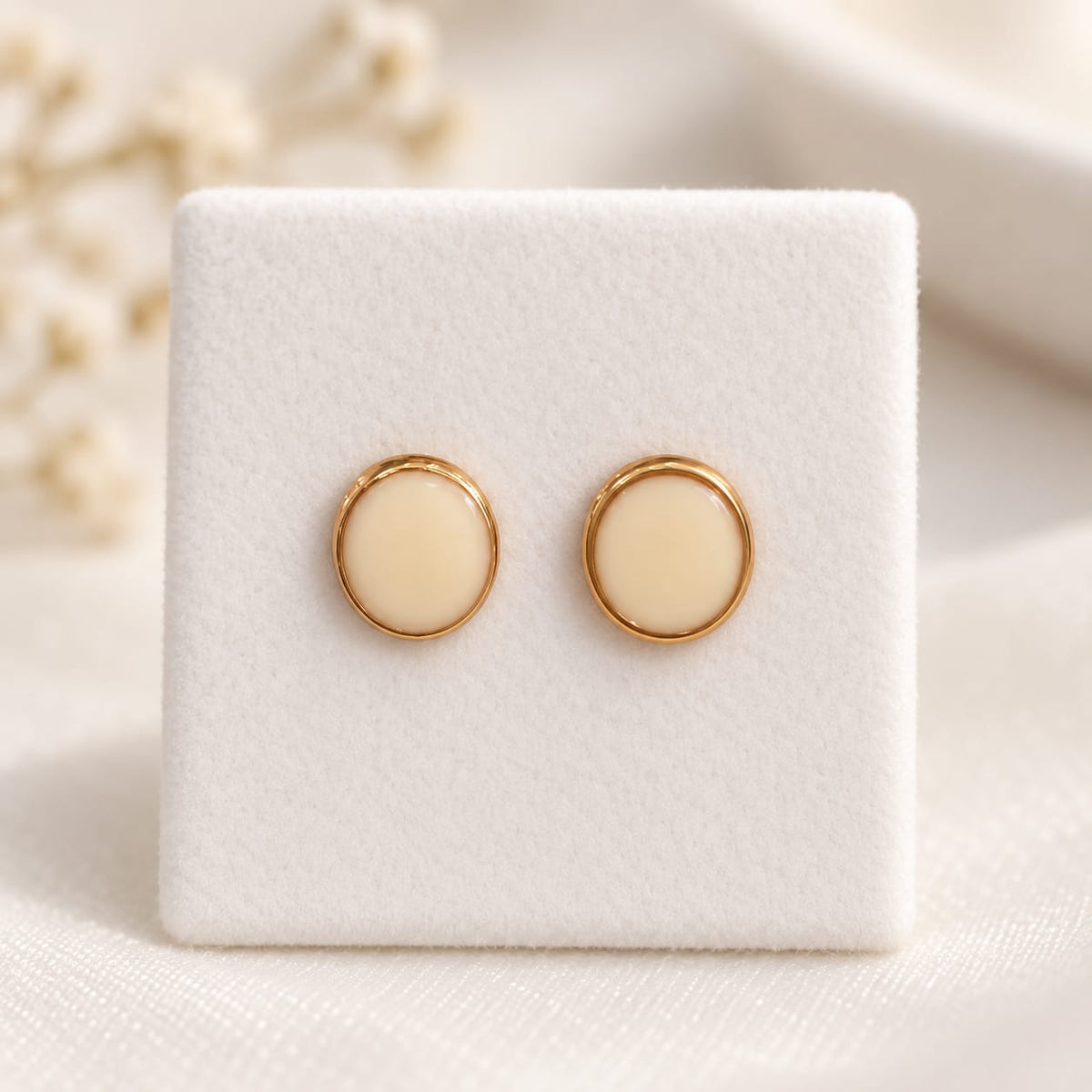 Ivory Oval Kids Stud Earrings