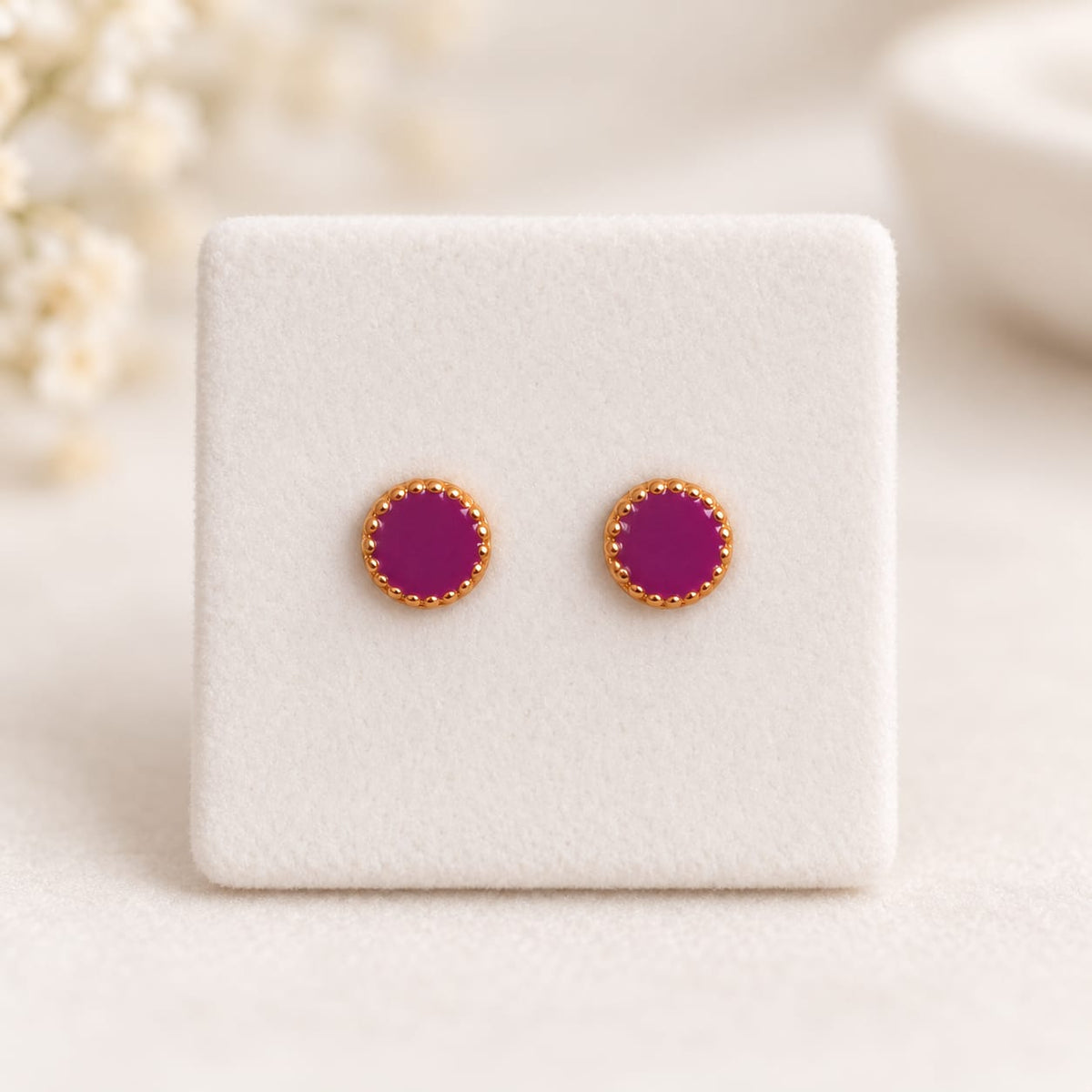 Magenta Round Kids Stud Earrings