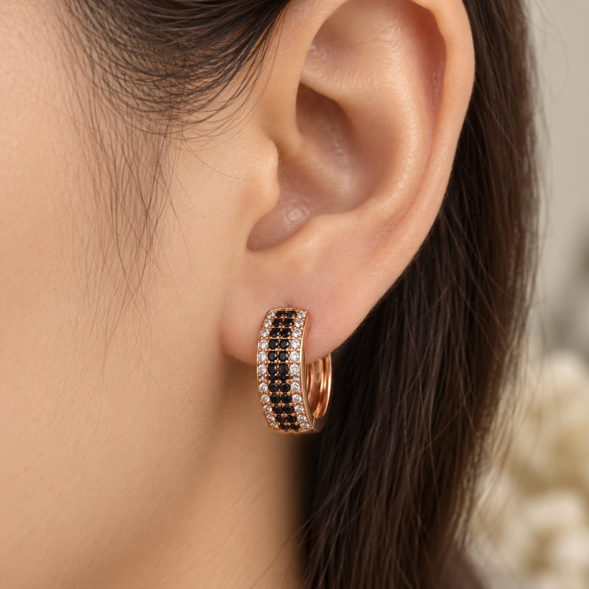 Glamour Stone Hoop Earrings