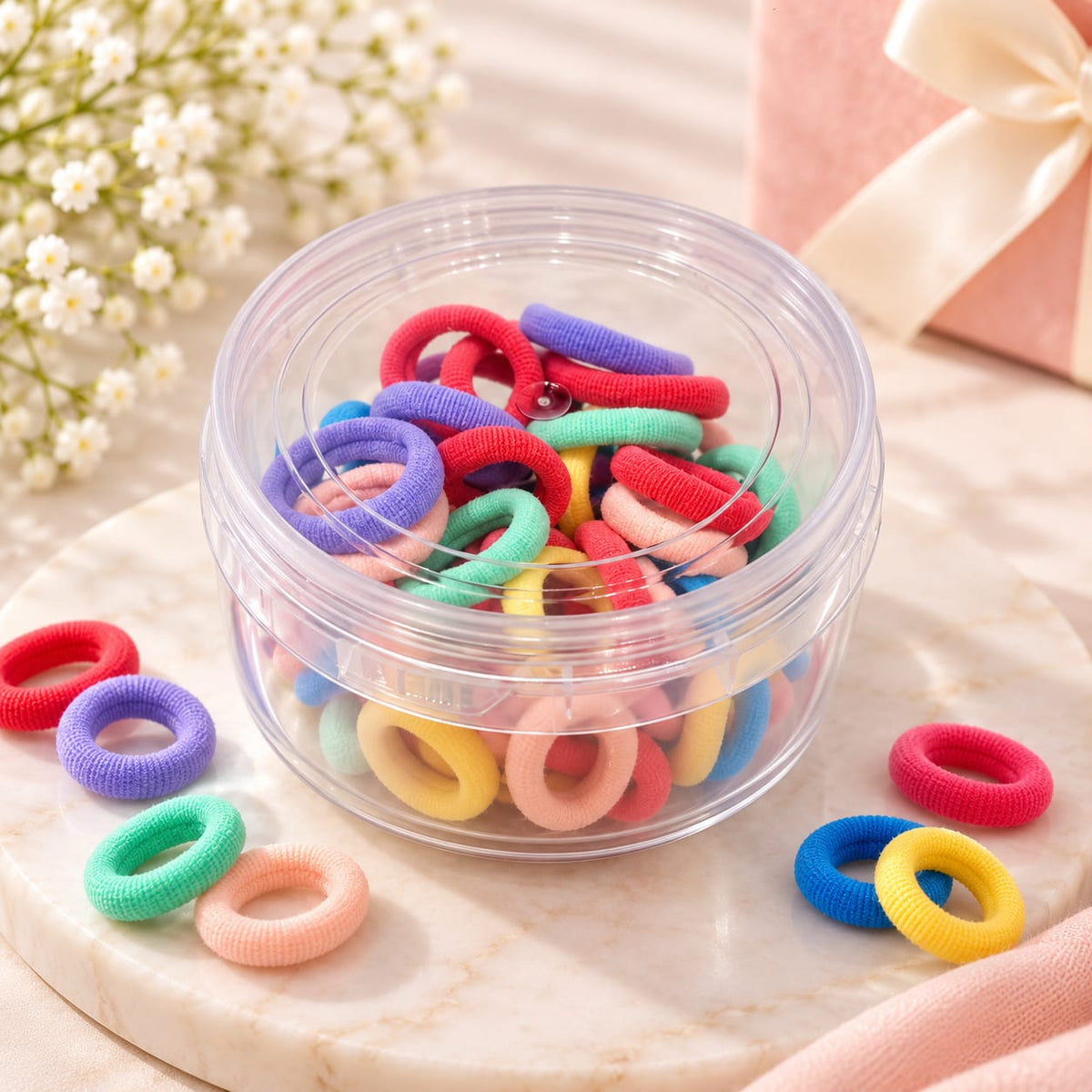 Pastel Rainbow Hair Elastics Set
