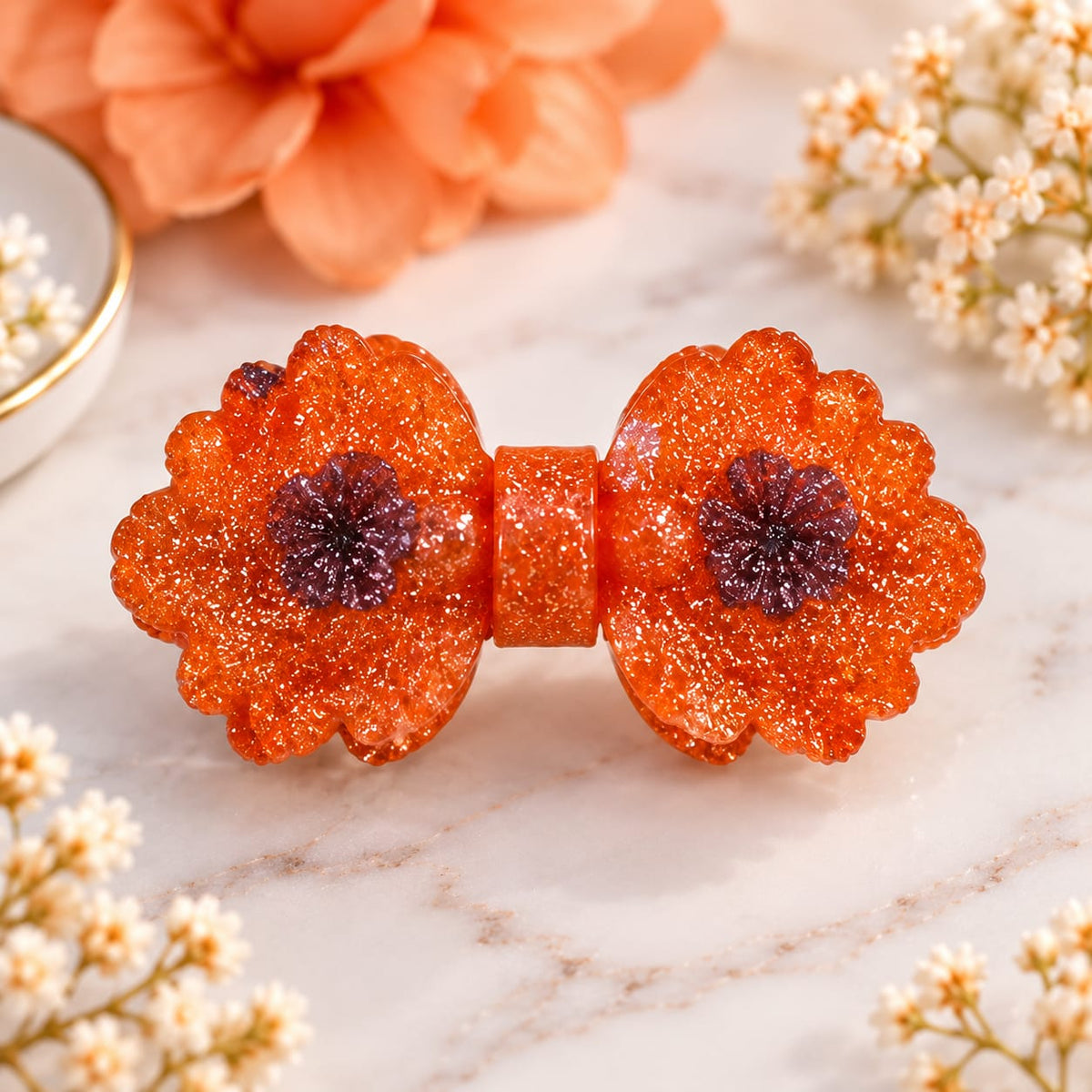 Glitter Floral Bow Clip