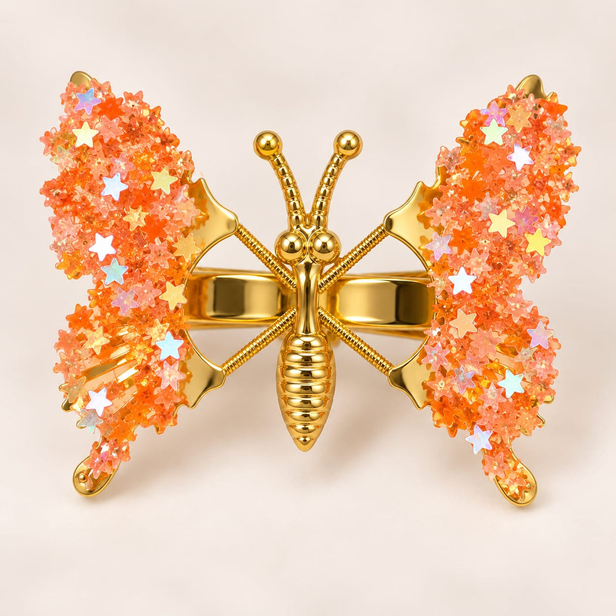 Tangerine Sparkle Butterfly Hair Pin