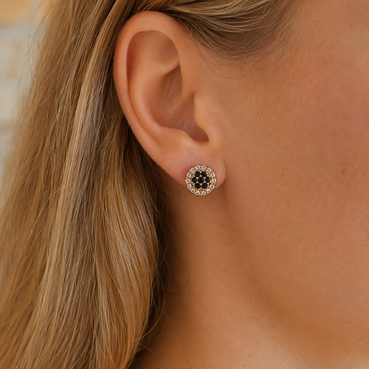 Midnight Sparkle Halo Studs