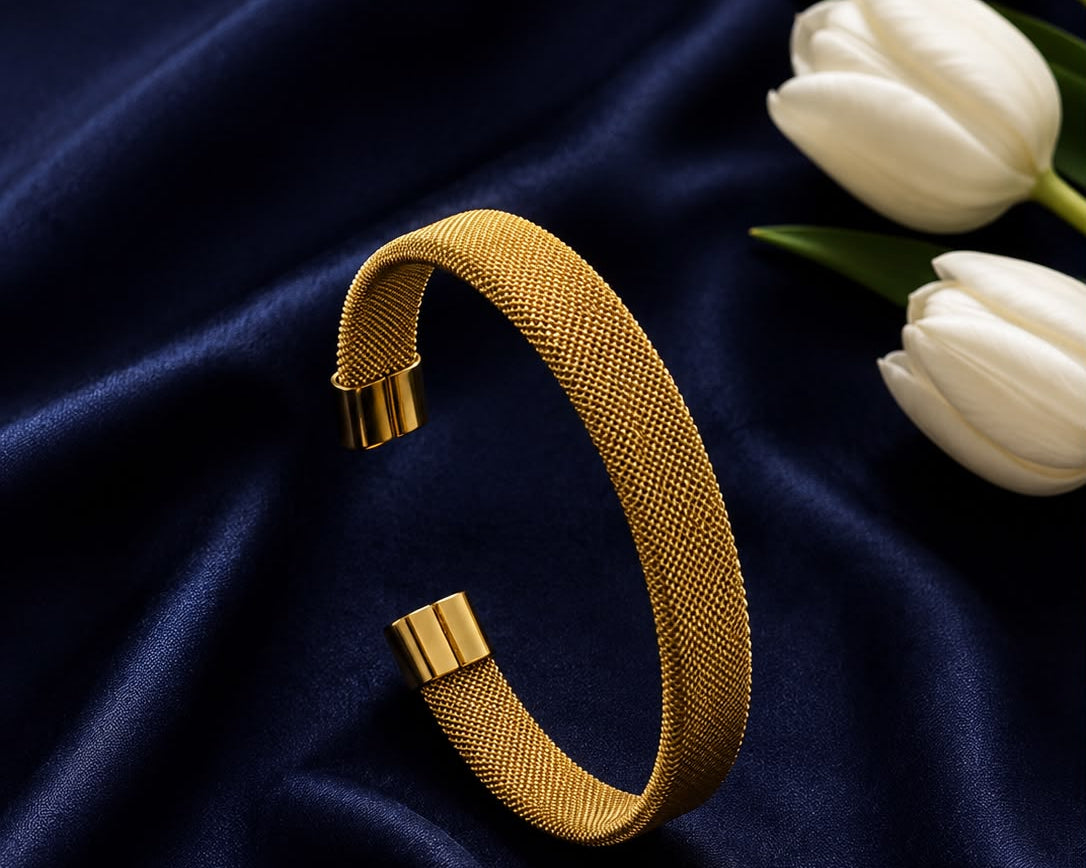 Golden Mesh Adjustable Cuff Bracelet