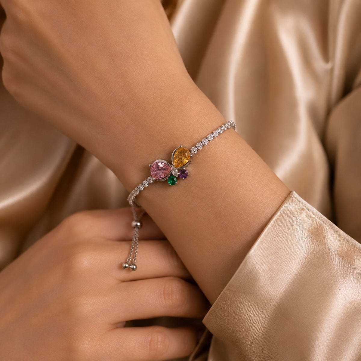 Rainbow Butterfly Crystal Bracelet