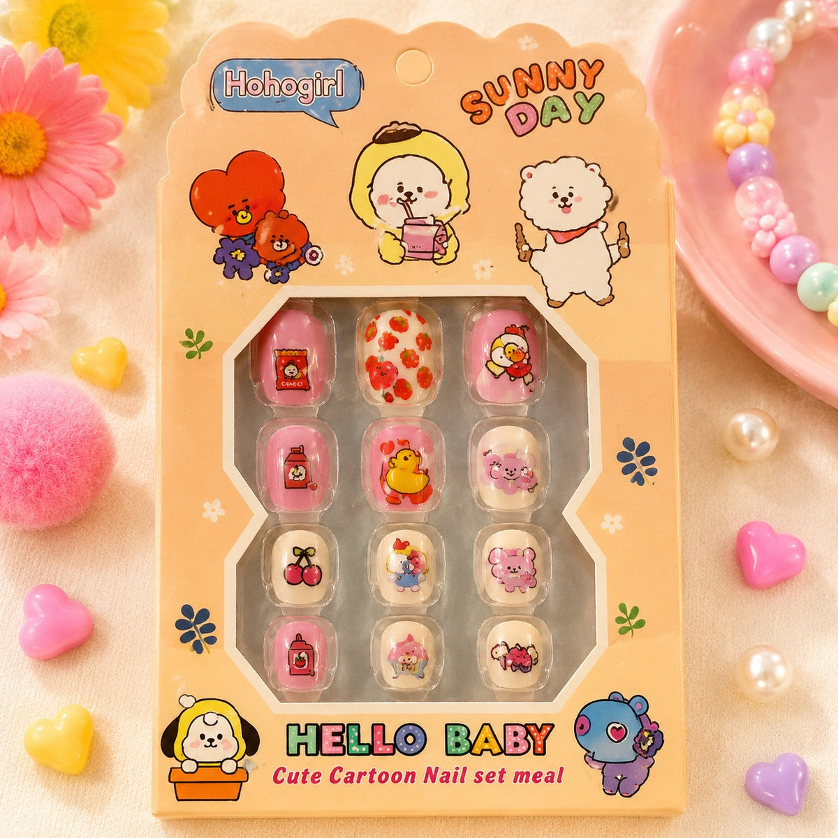 Kawaii 3D Cartoon Kids Nail Set