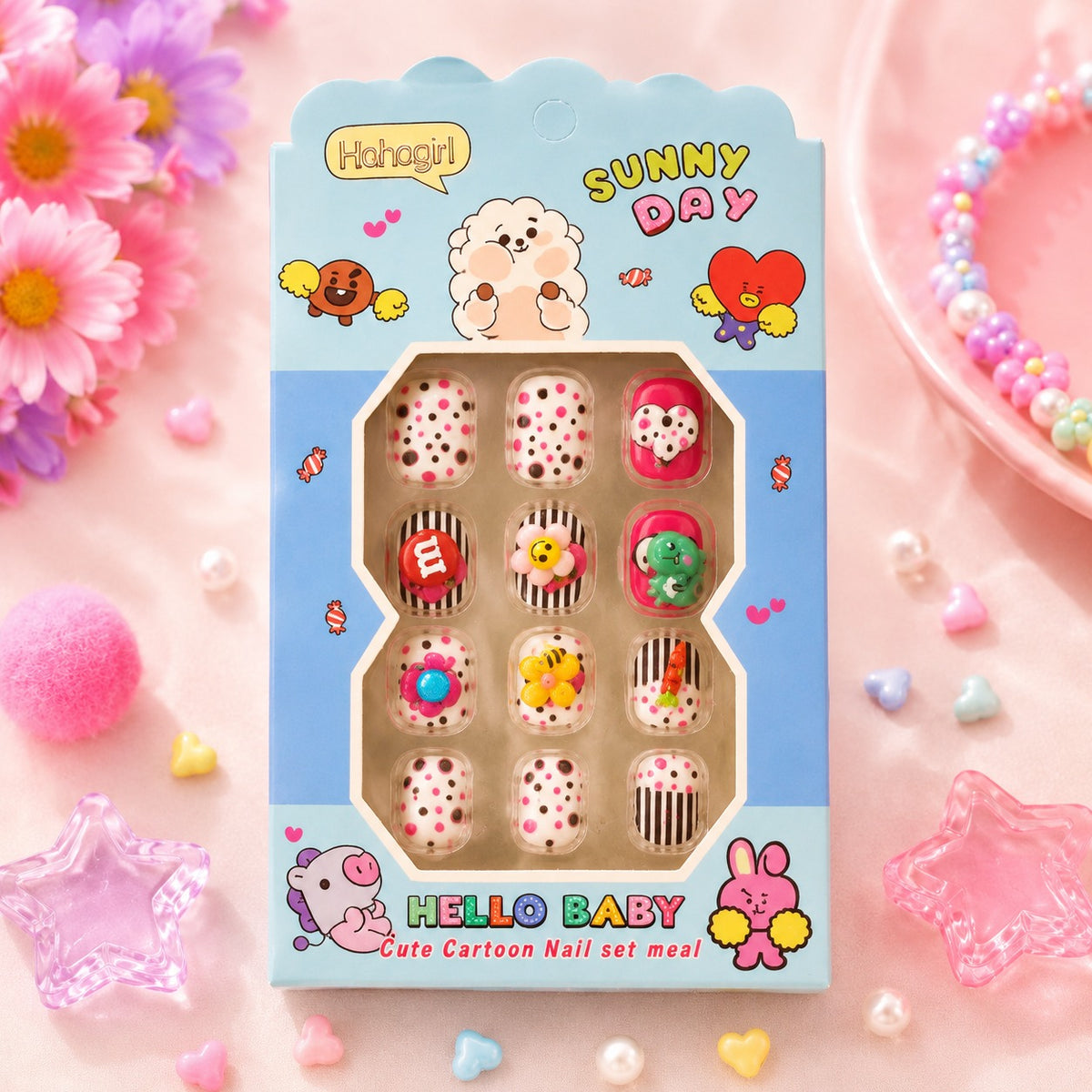 Kawaii 3D Cartoon Kids Nail Set