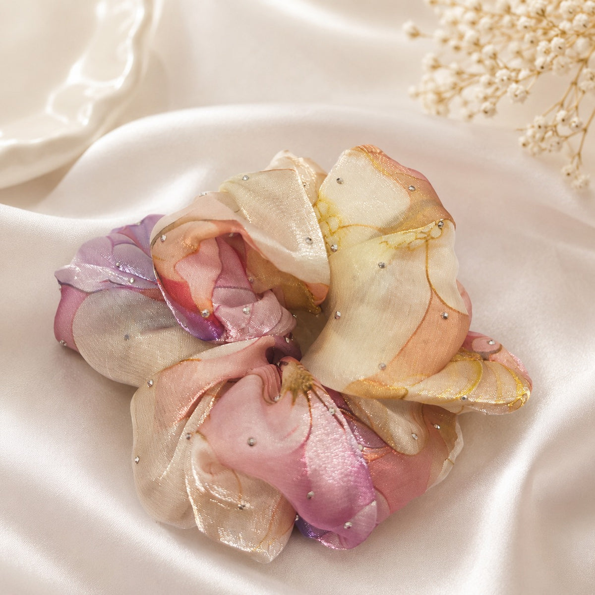 Pastel Pearl Shimmer Scrunchie