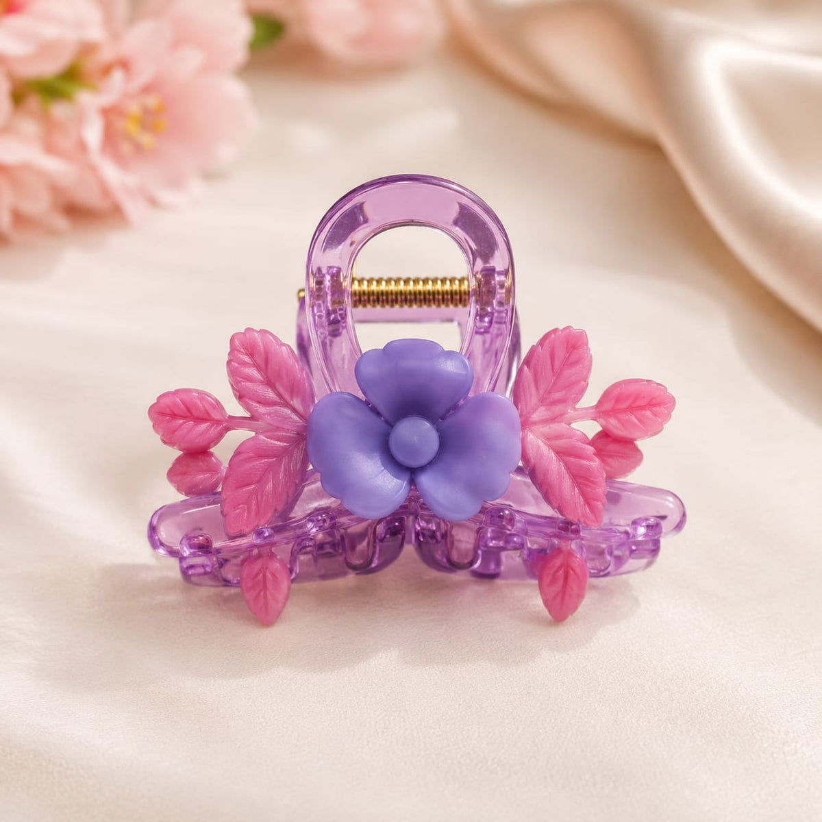 Purple Blossom Floral Claw Clip