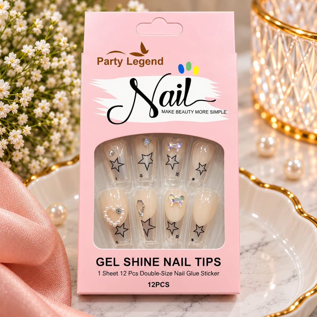 Starry Pearl Crystal Press-On Nail Set