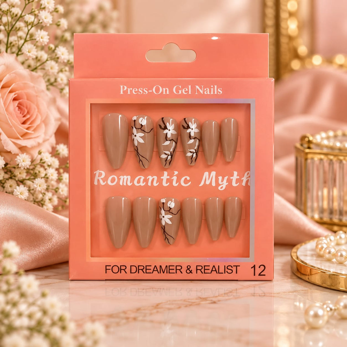 Romantic Floral Nude Press-On Gel Nails
