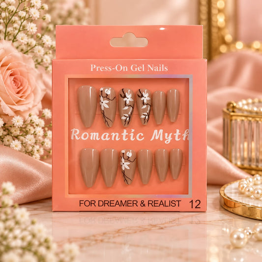 Romantic Floral Nude Press-On Gel Nails