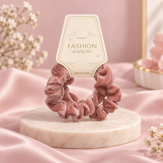 PInk Velvet Scrunchie Pair