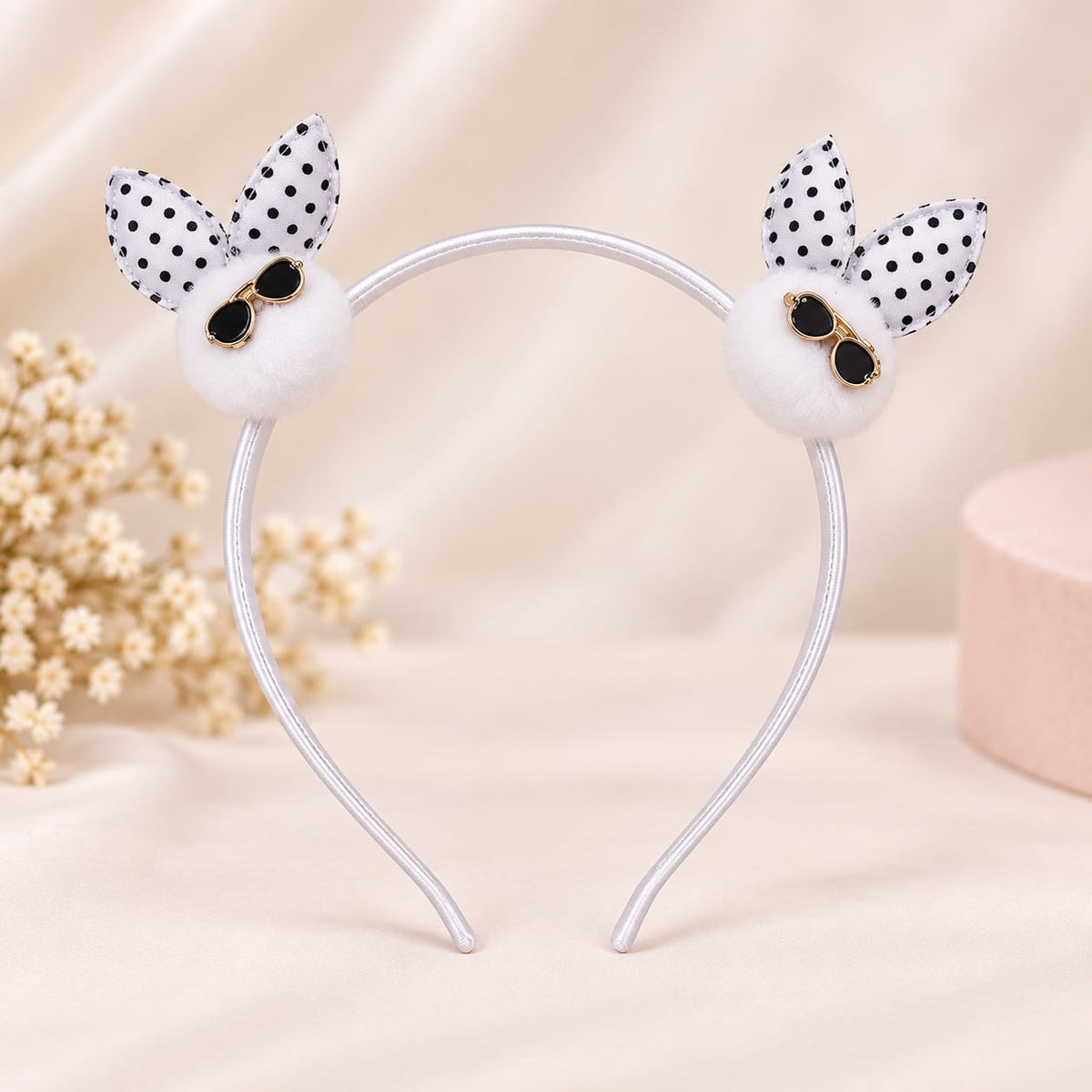 White Polka-Dot Bunny Headband