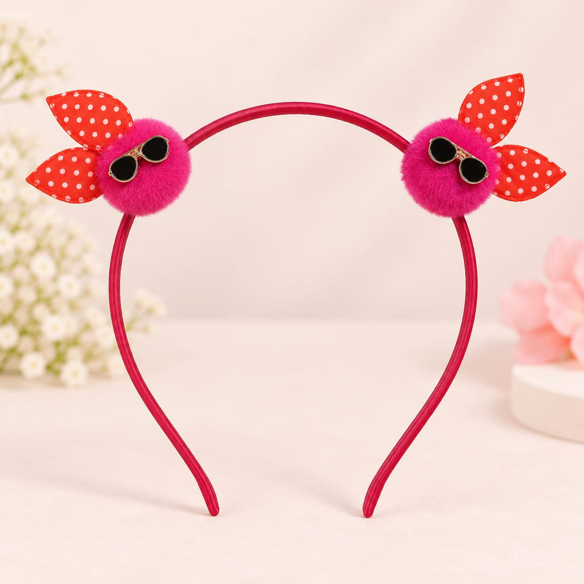 Pink Bunny Pom-Pom Headband