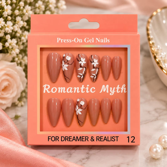 Rose Nude Floral Press-On Gel Nail Set