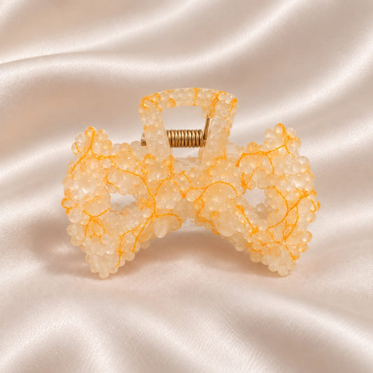 Beaded Bow Hair Claw Clip