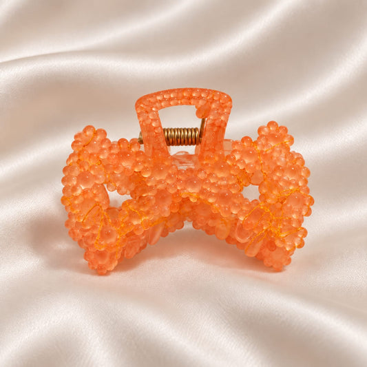 Beaded Bow Hair Claw Clip