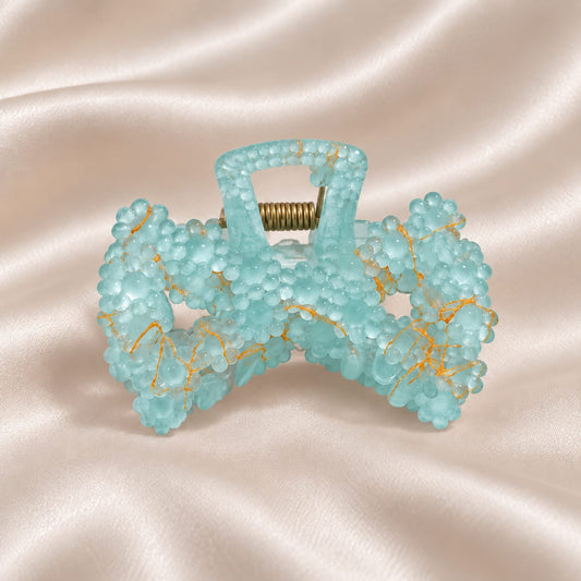 Beaded Bow Hair Claw Clip