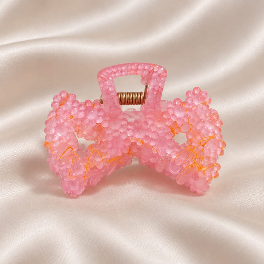 Beaded Bow Hair Claw Clip