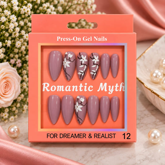 Dusty Mauve Blossom Press-On Gel Nail Set