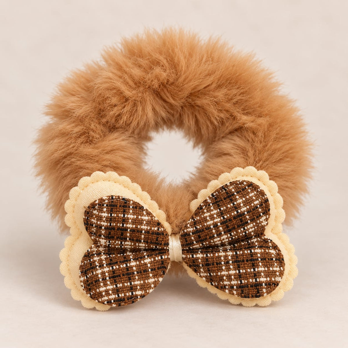 Faux Fur Bow Ponytail Holder