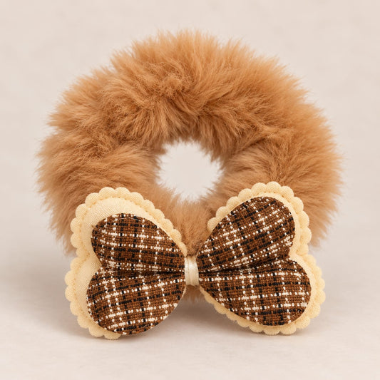 Faux Fur Bow Ponytail Holder