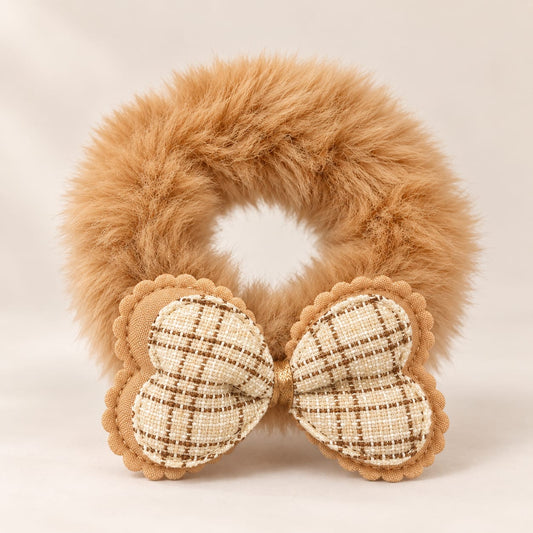 Faux Fur Bow Ponytail Holder