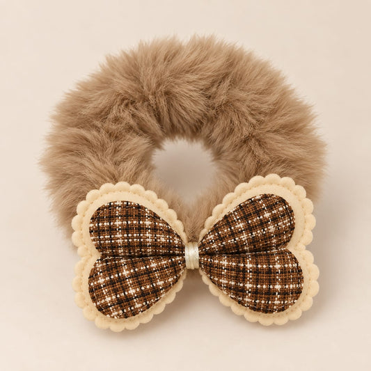 Faux Fur Bow Ponytail Holder