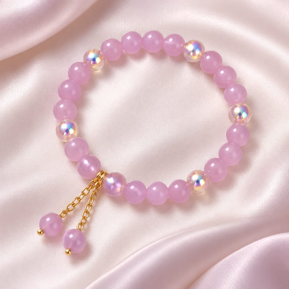 Aurora Glow Beaded Charm Bracelet