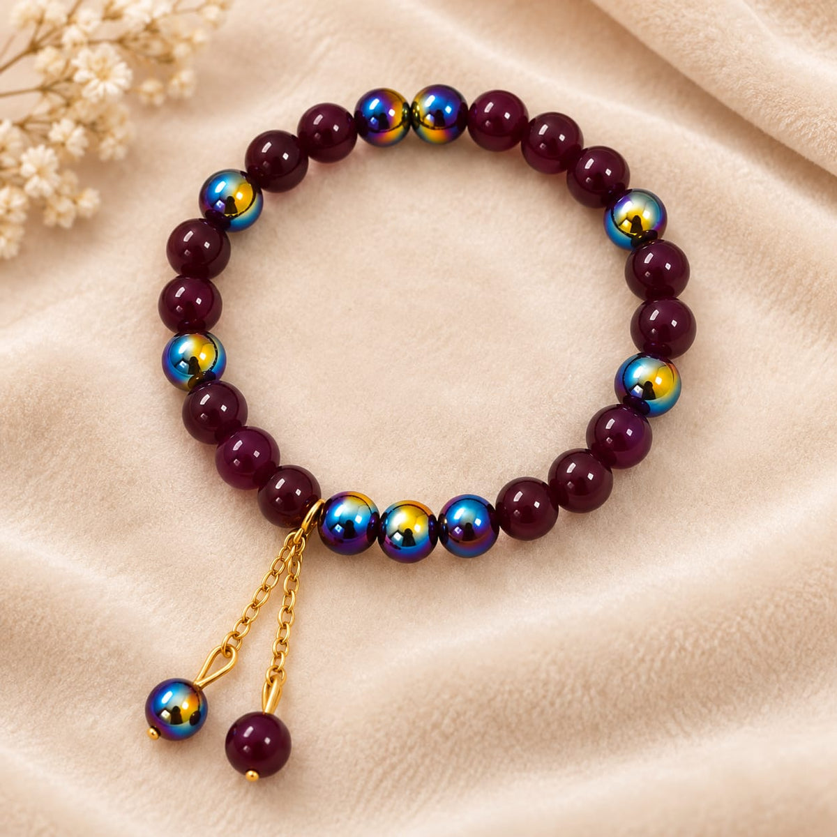 Aurora Glow Beaded Charm Bracelet