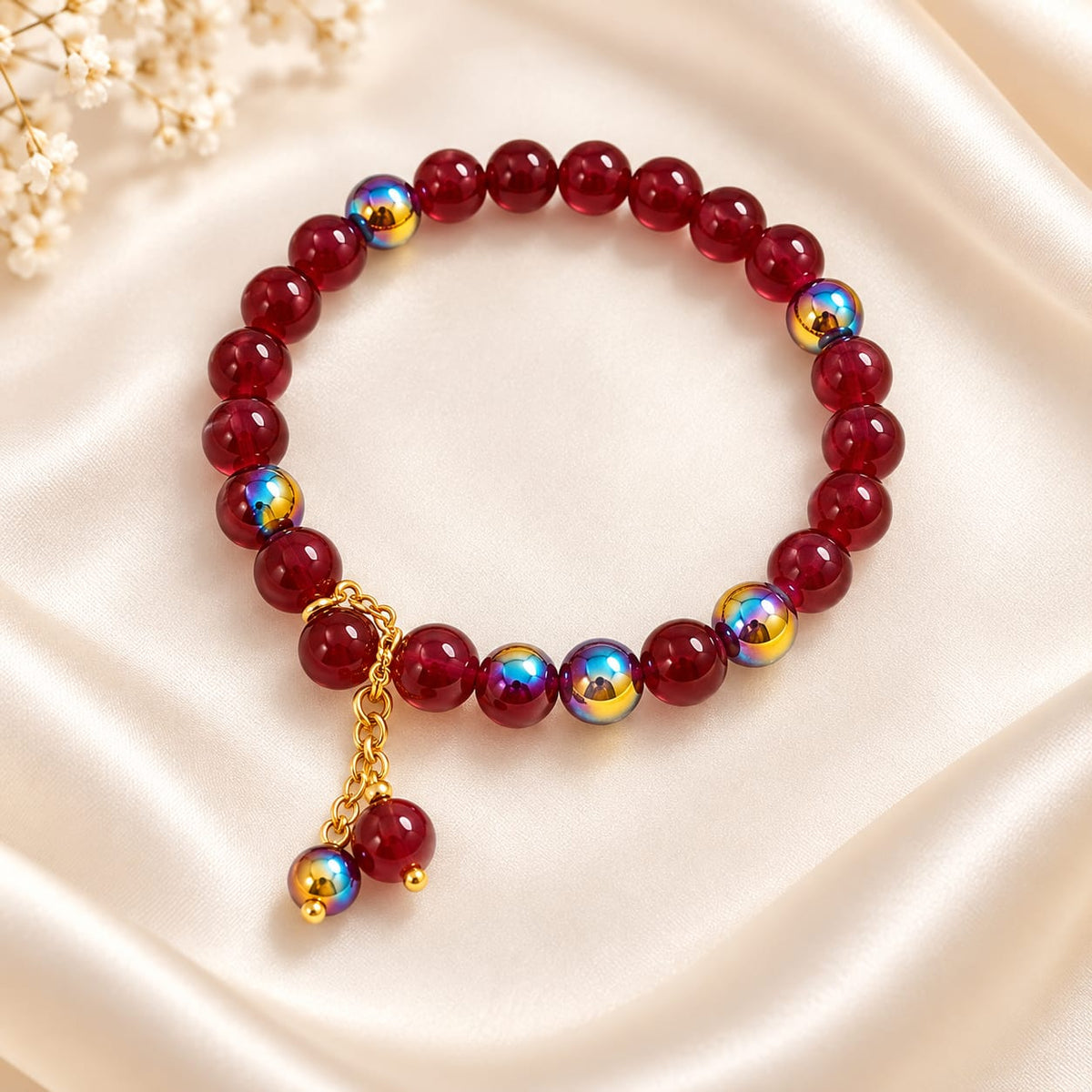 Aurora Glow Beaded Charm Bracelet