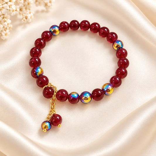 Aurora Glow Beaded Charm Bracelet
