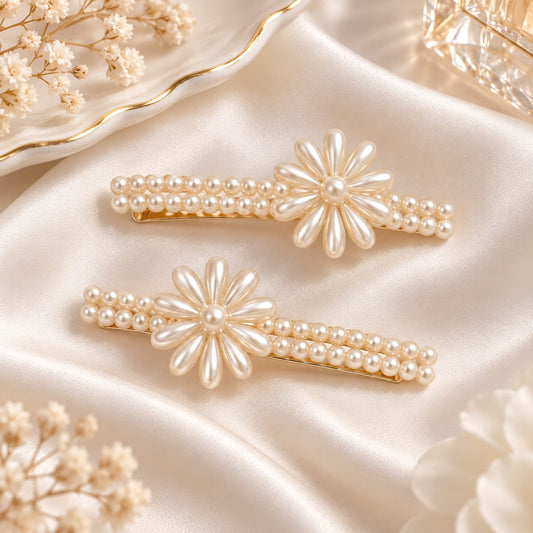 Pearl Botanical Hair Clip Pair
