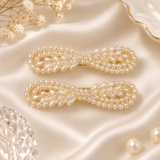 Pearl Infinity Hair Clip Pair