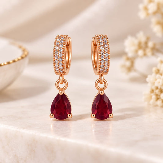Rose Gold Crystal Teardrop Earrings