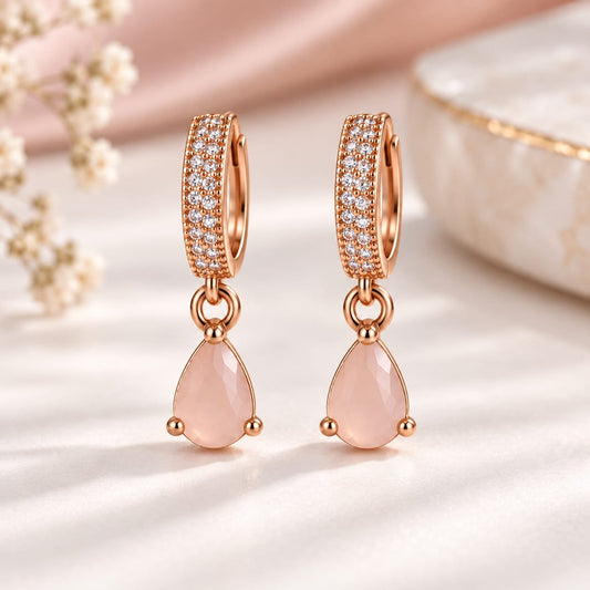 Rose Gold Crystal Teardrop Earrings