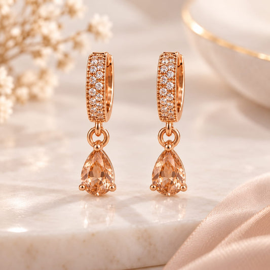 Rose Gold Crystal Teardrop Earrings