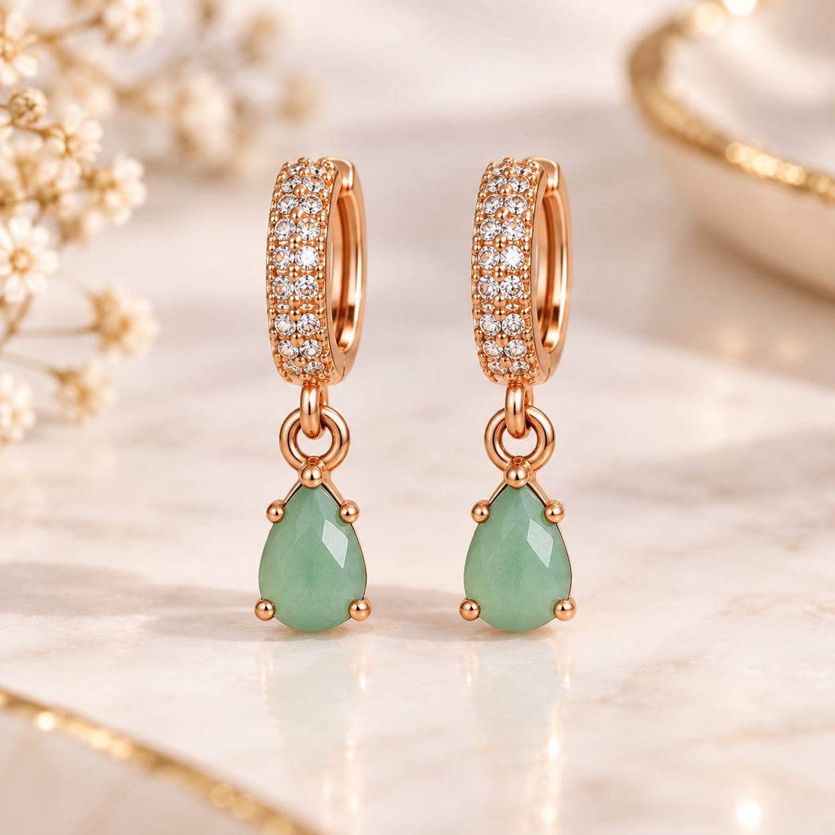 Rose Gold Crystal Teardrop Earrings