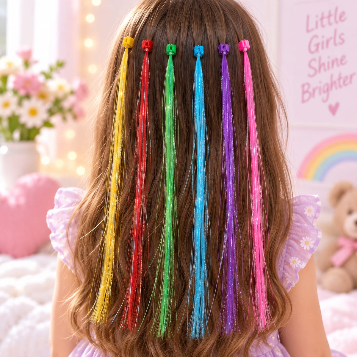 Rainbow Shine Clip-In Hair Strands