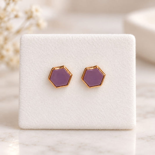 Lilac Hexagon Kids Stud Earrings