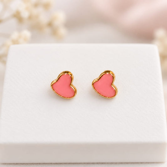 Pink Heart Kids Stud Earrings