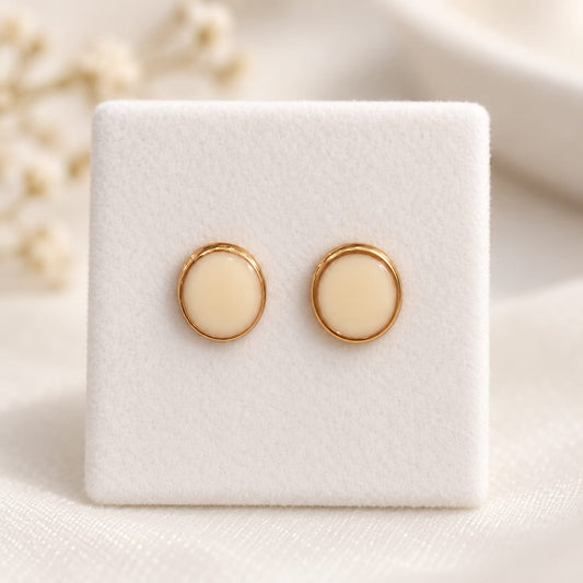 Ivory Oval Kids Stud Earrings